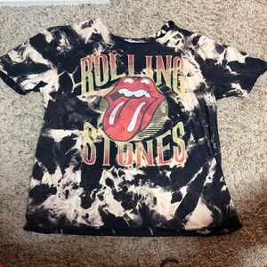 The Rolling Stones Black and Tan Short Sleeve bleached out  Tee